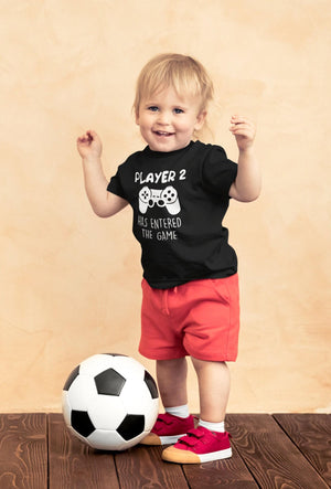 Player 2 Entered the Game game controller design on Baby Short Sleeve Onesie®
