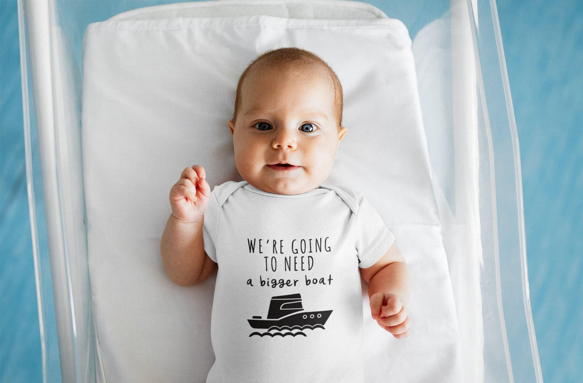 We're Going to Need a Bigger Boat typographic design on Baby Short Sleeve Onesie®