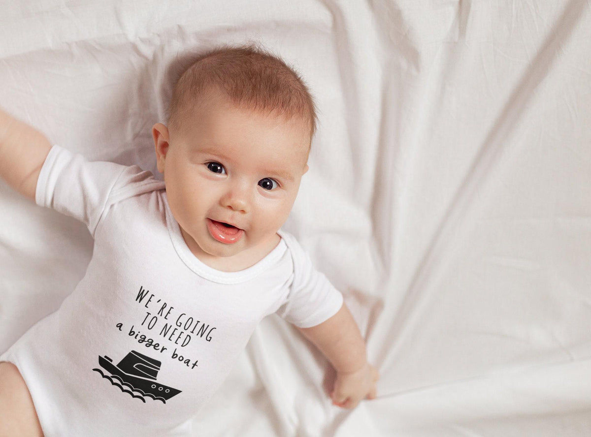 We're Going to Need a Bigger Boat typographic design on Baby Short Sleeve Onesie®