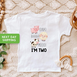 Oink Baa Moo I'm Two Farm Birthday Shirt birthday product image 1