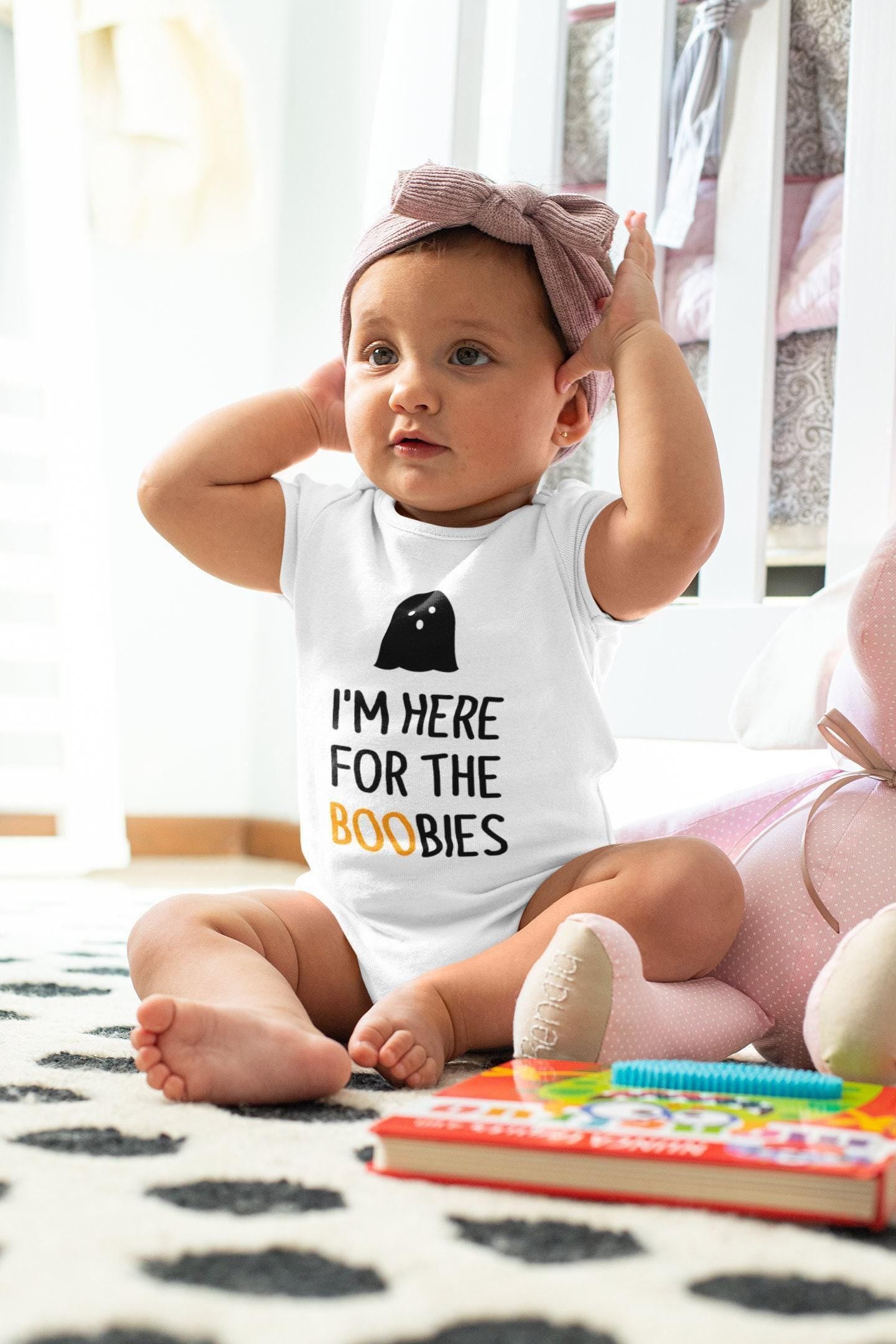 Available garment styles for I'm Here for the Boobies Halloween Baby Onesie®