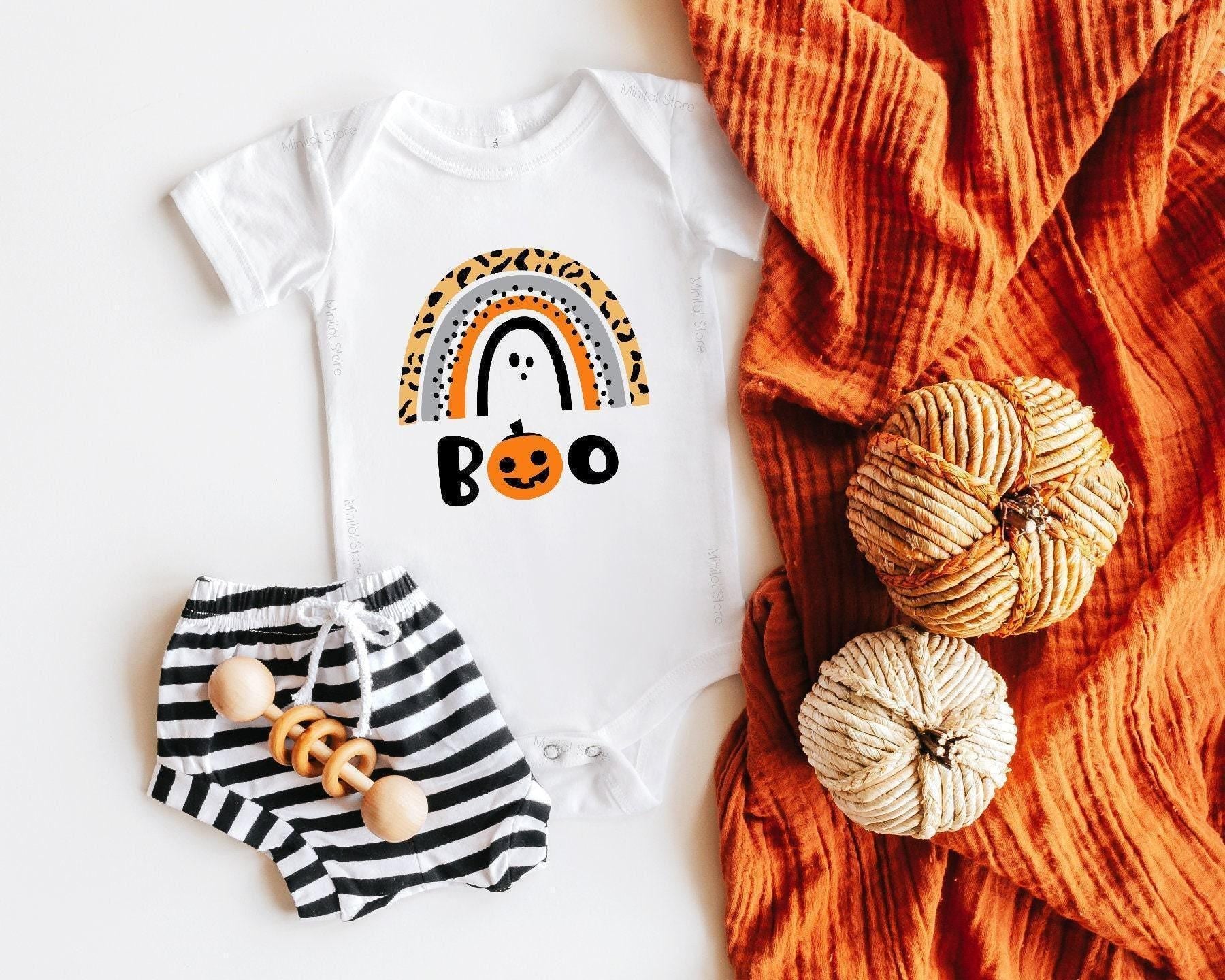 Alternate baby or kids garment view for Boo Rainbow Halloween Kids Shirt