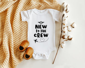 New to the Crew Airplane airplane design on Baby Short Sleeve Onesie®