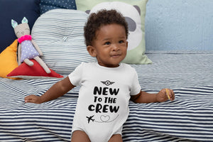New to the Crew Airplane airplane design on Baby Short Sleeve Onesie®