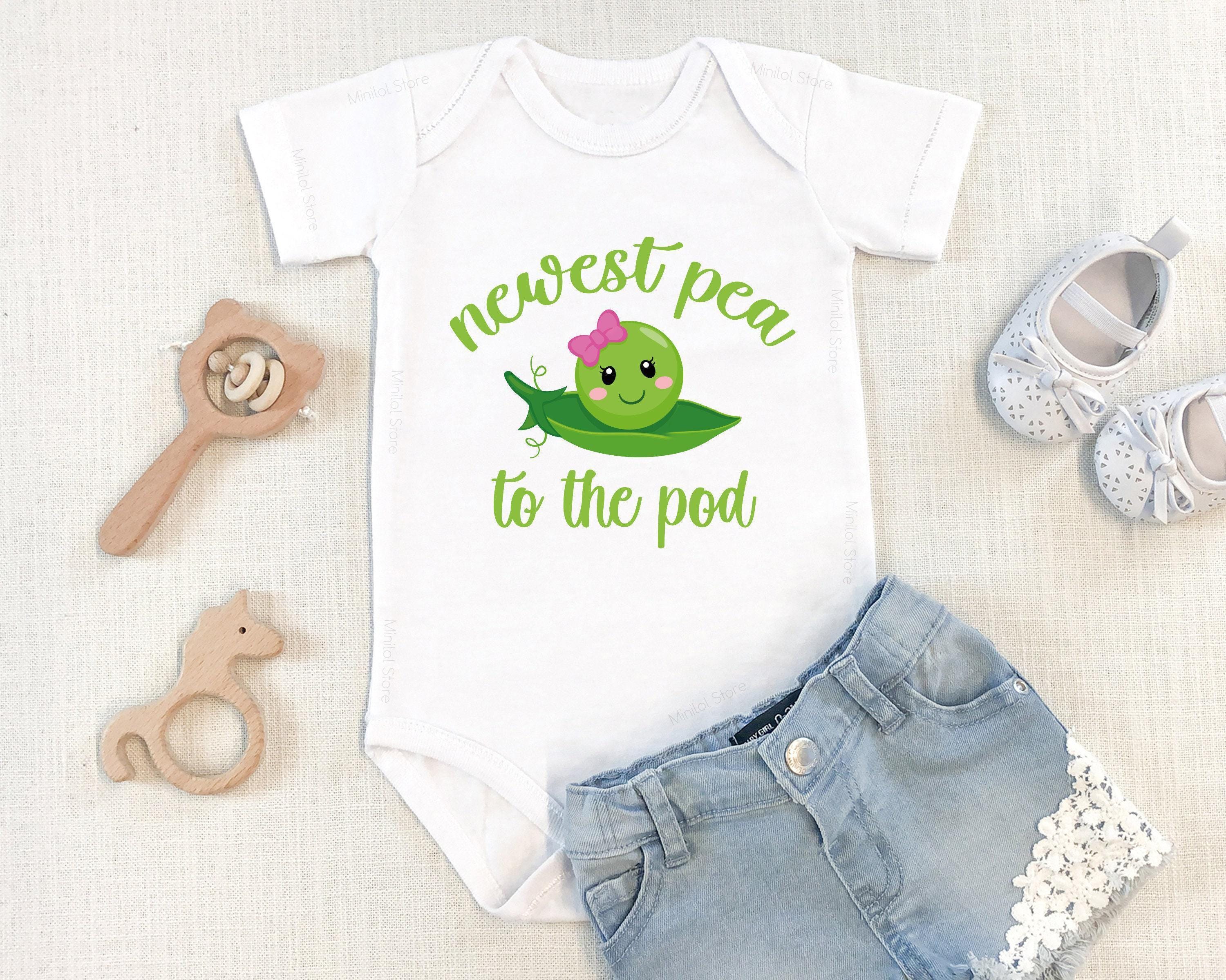 Main pregnancy announcement product mockup for Newest Pea to the Pod Pregnancy Announcement Baby Announcement Onesie®