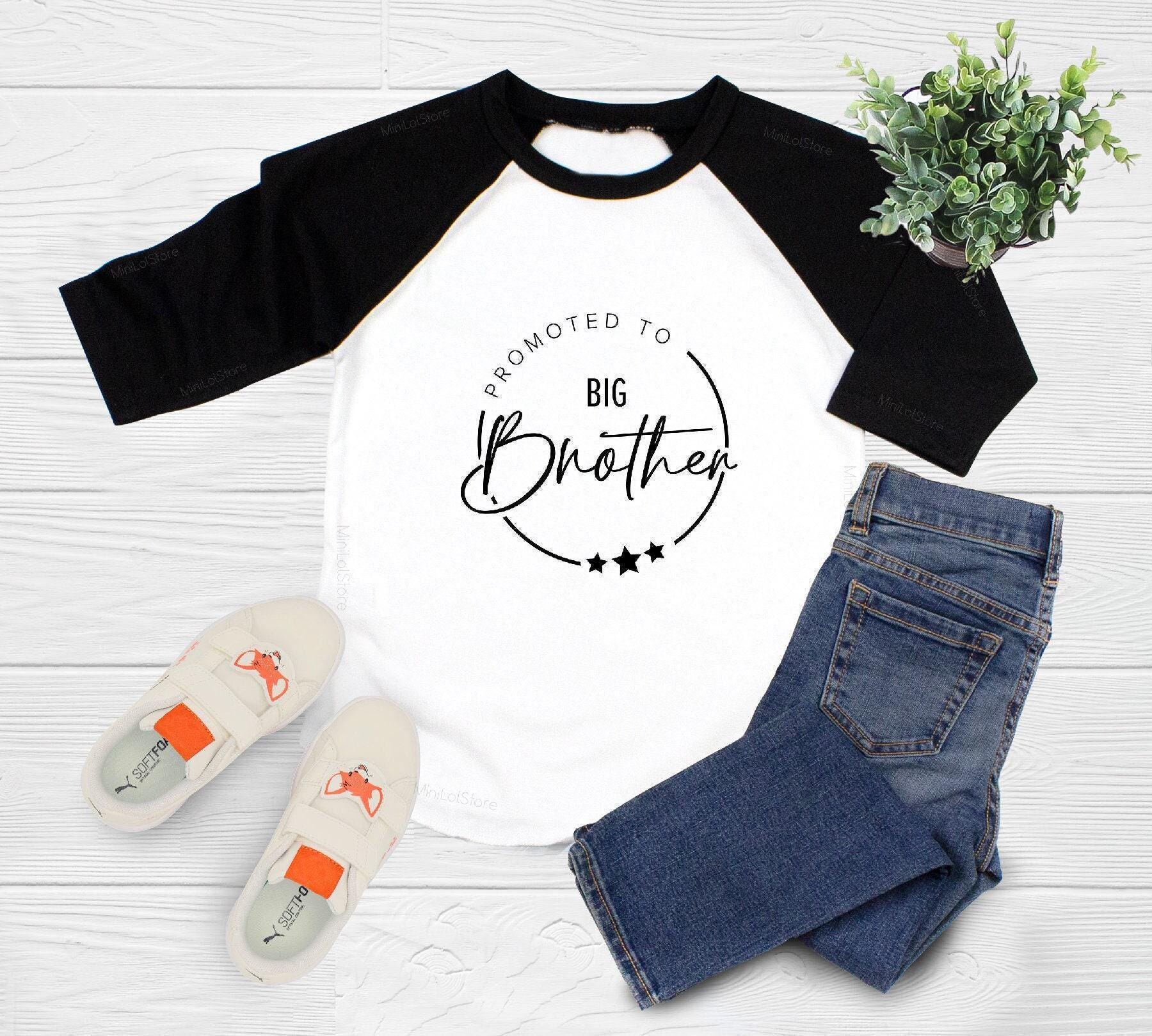 Main pregnancy announcement product mockup for Promoted to Big Brother Pregnancy Announcement Sibling Reveal Shirt – Style 3