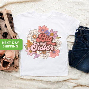 Big Sis Sister Pregnancy Announcement typographic design on Baby Short Sleeve Onesie®