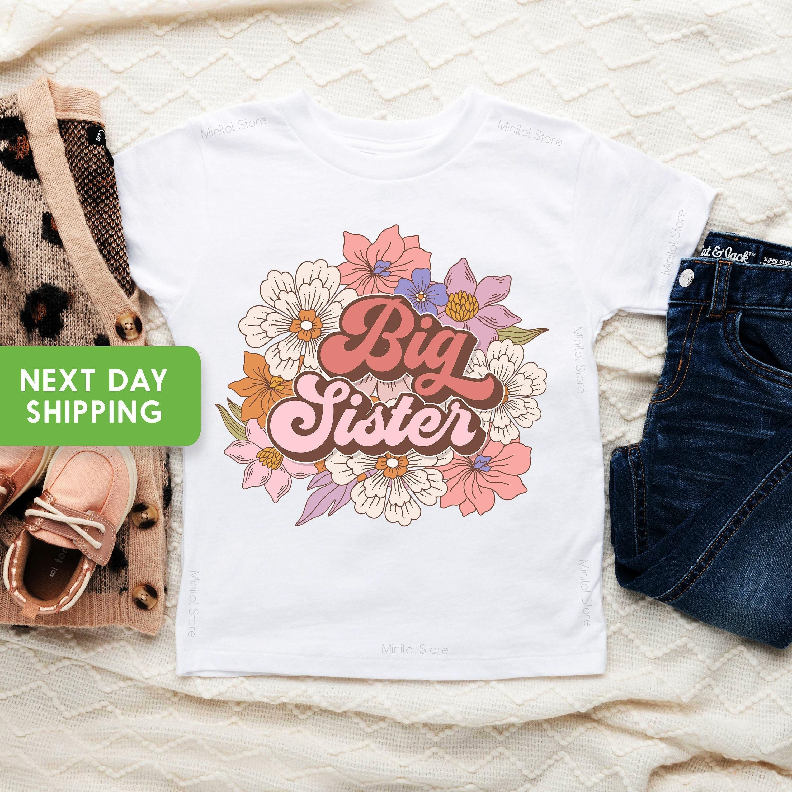 Main pregnancy announcement product mockup for Big Sis Sister Pregnancy Announcement Sibling Reveal Shirt