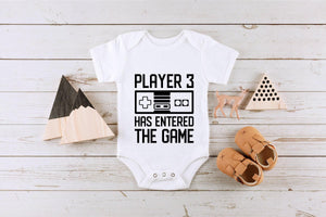 Player 3 Retro Game Controller game controller design on Baby Short Sleeve Onesie®