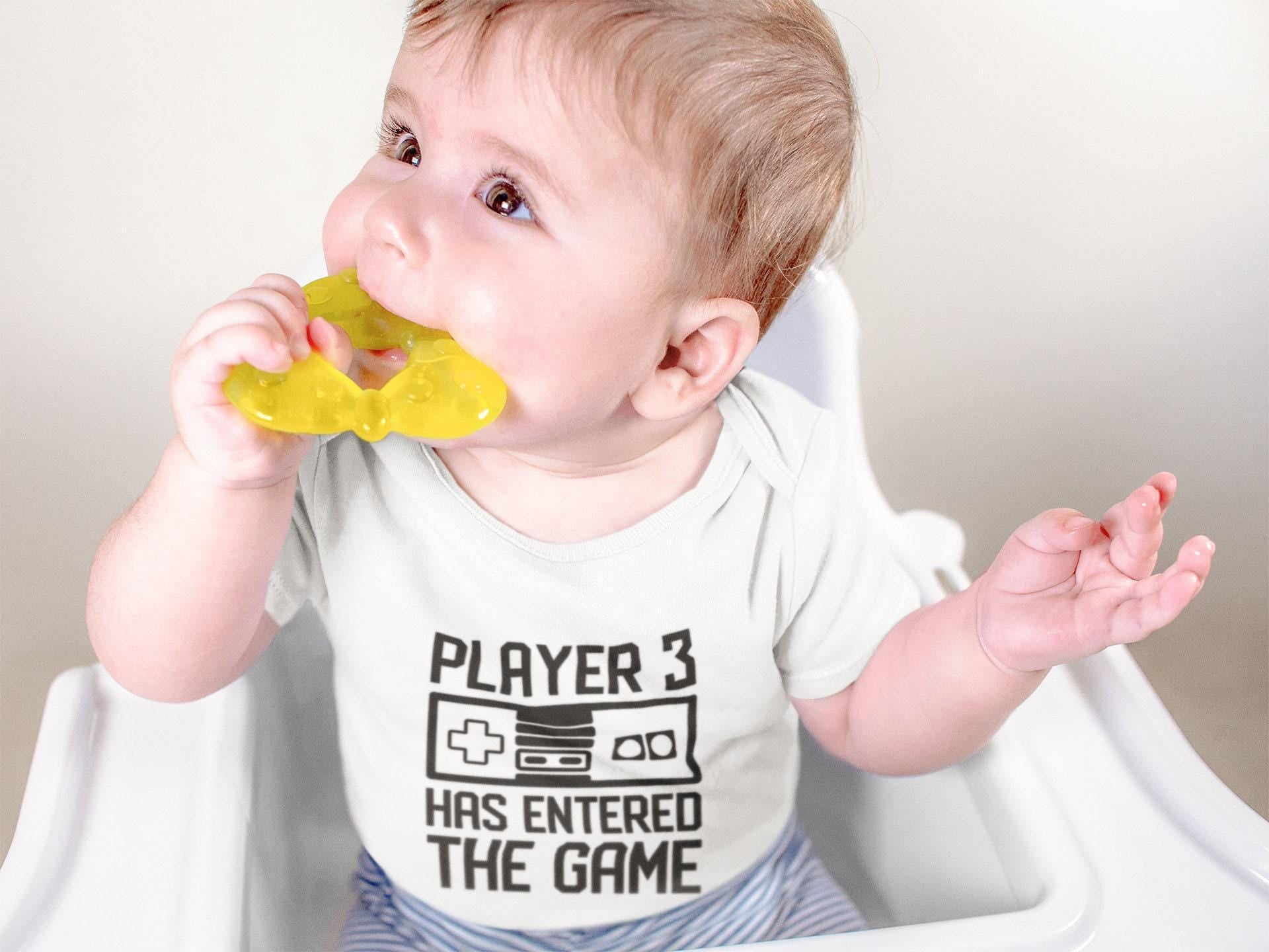Player 3 Retro Game Controller game controller design on Baby Short Sleeve Onesie®