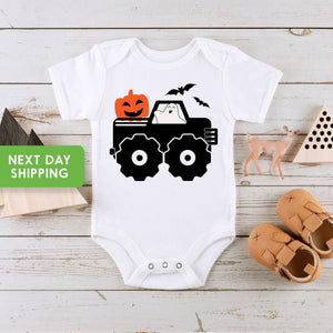Close-up of the Halloween Monster Truck Halloween apparel design