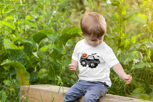 Baby bodysuit and kids shirt style options for Halloween Monster Truck