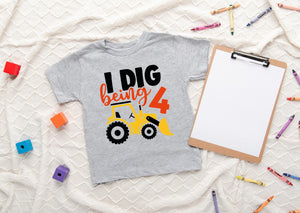 I Dig Being 4 Construction Birthday Shirt birthday product image 4