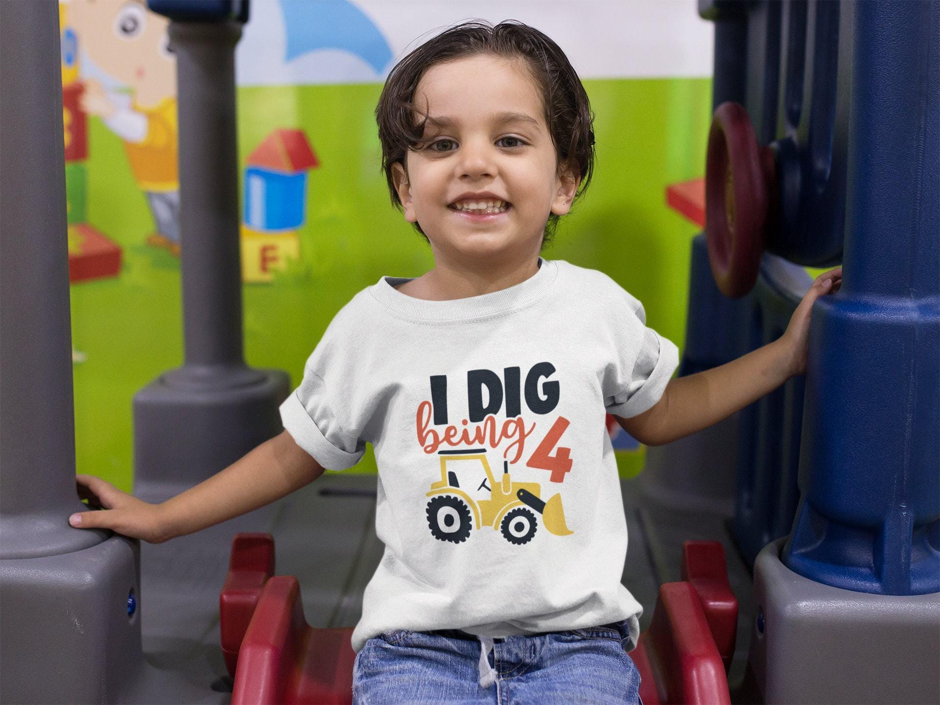 I Dig Being 4 Construction Birthday Shirt birthday product image 5
