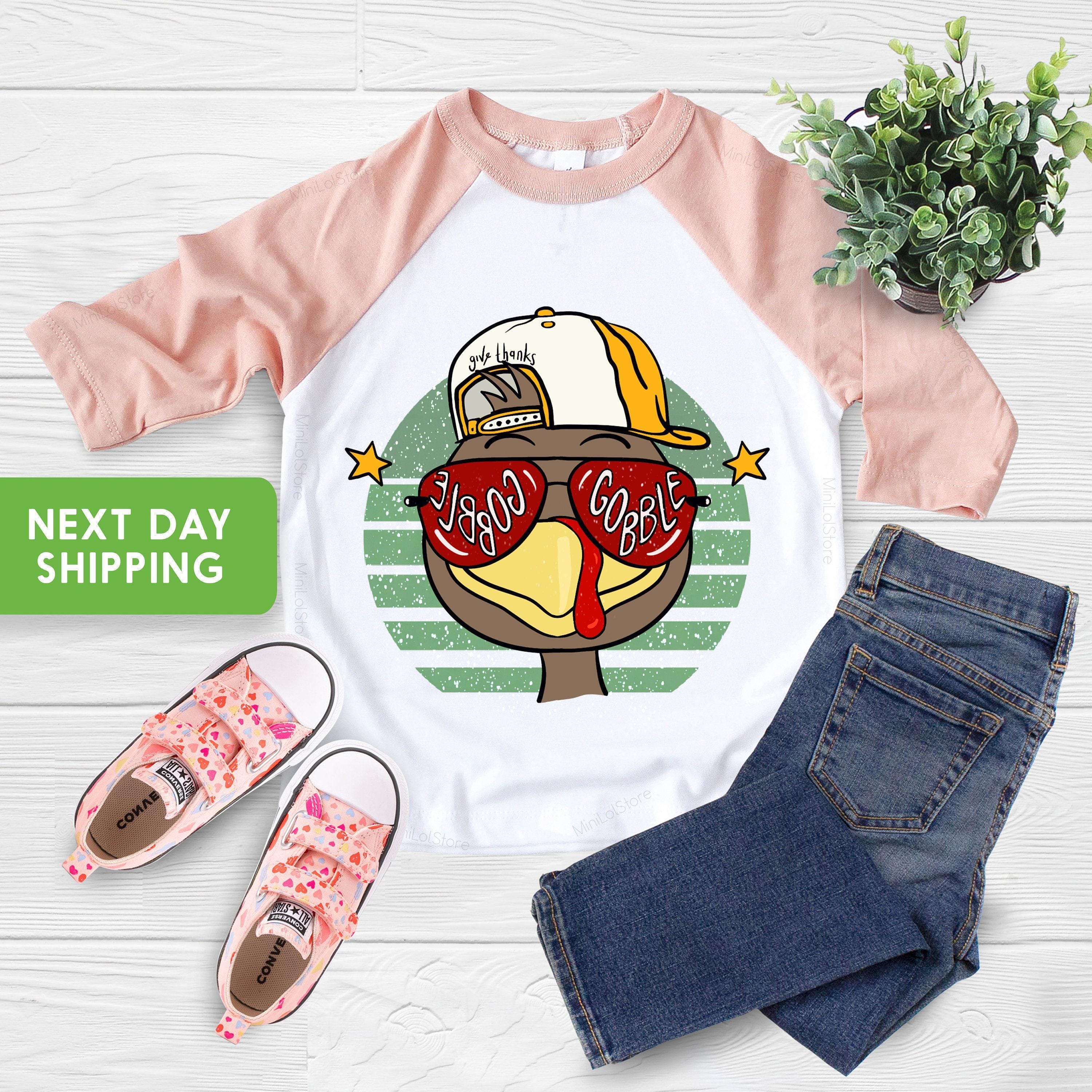 Alternate baby or kids garment view for Gobble Gobble Thanksgiving Toddler Shirt – Style 2