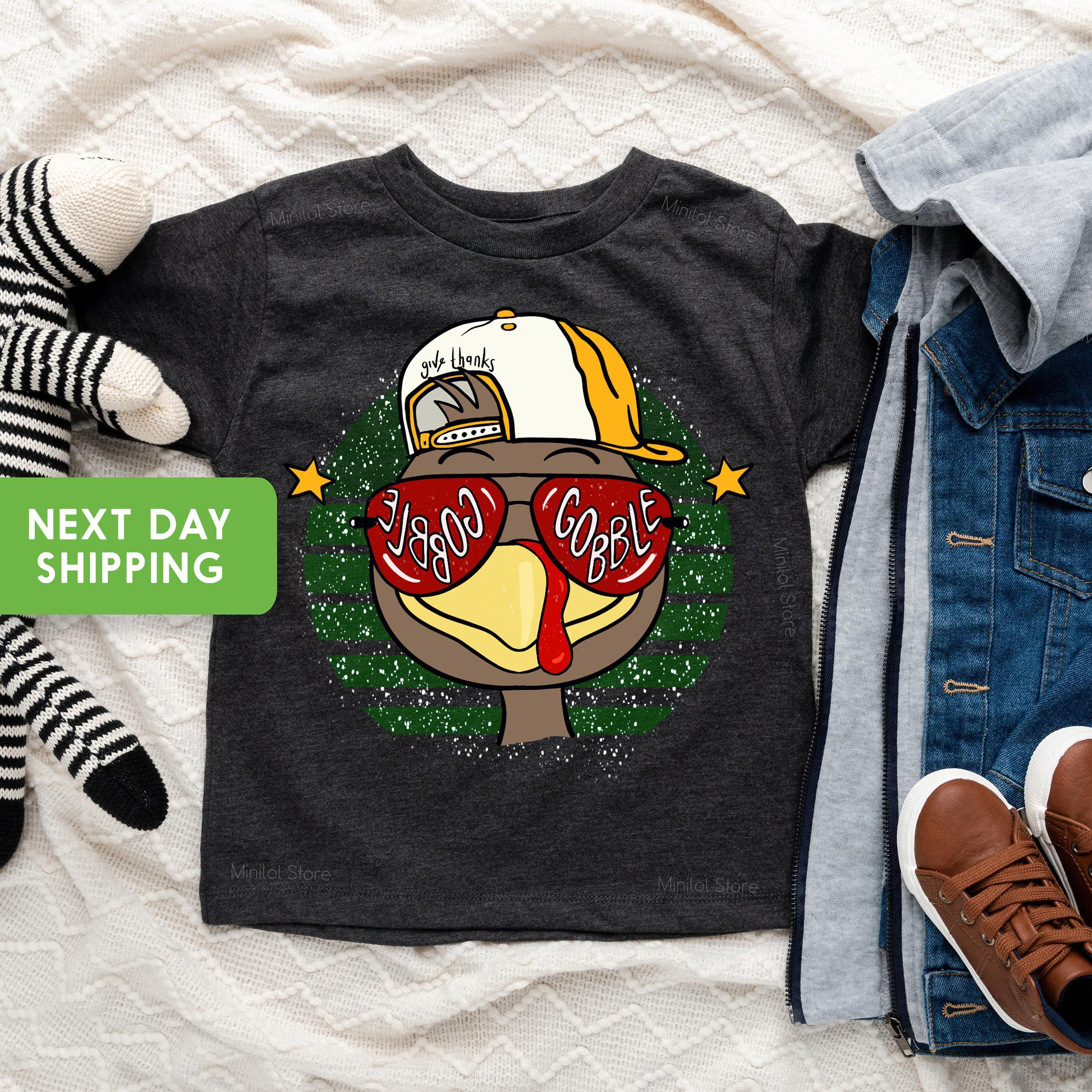 Baby bodysuit and kids shirt style options for Gobble Gobble