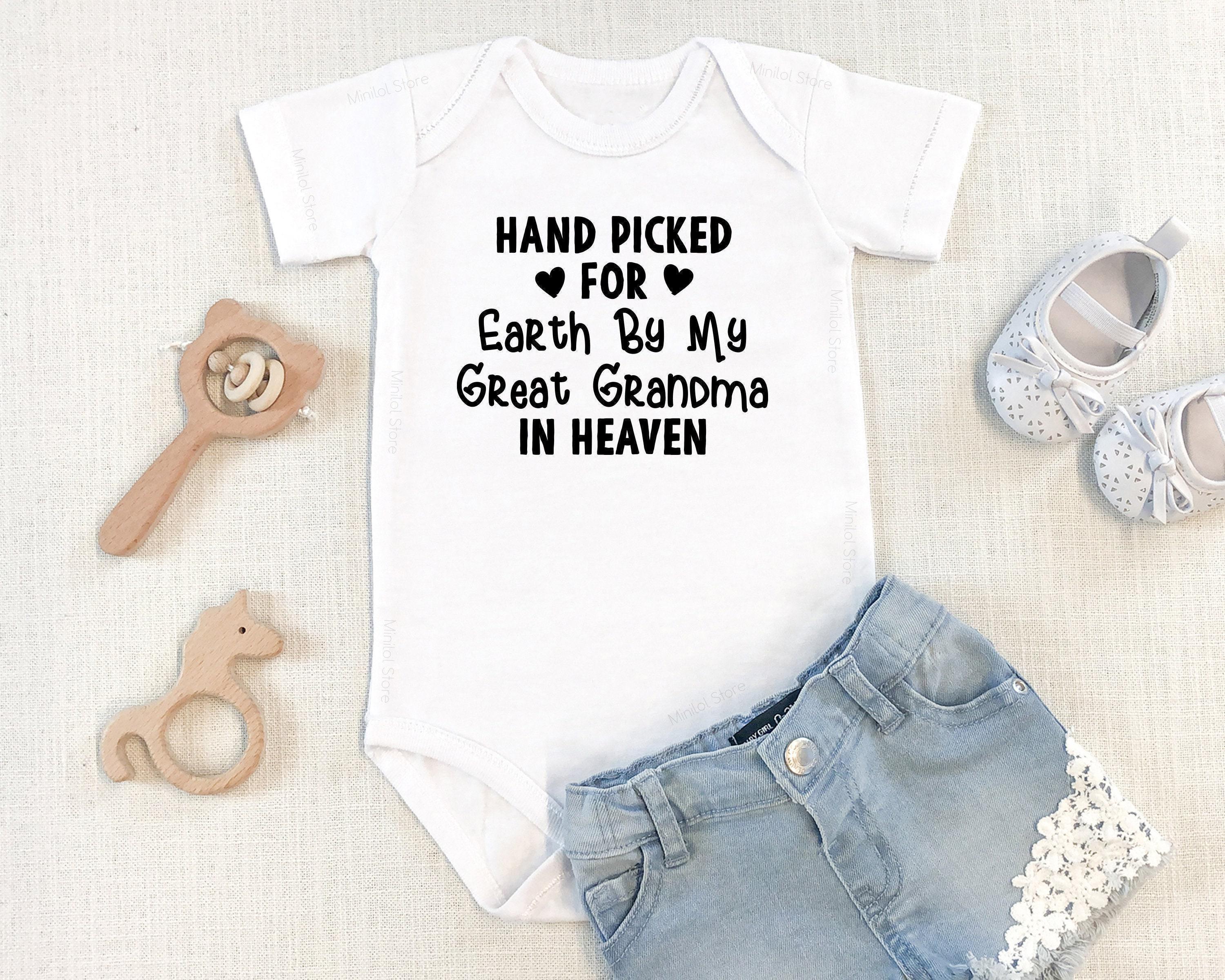 Handpicked for Earth by Great Grandma in Heaven rainbow design on Baby Short Sleeve Onesie®