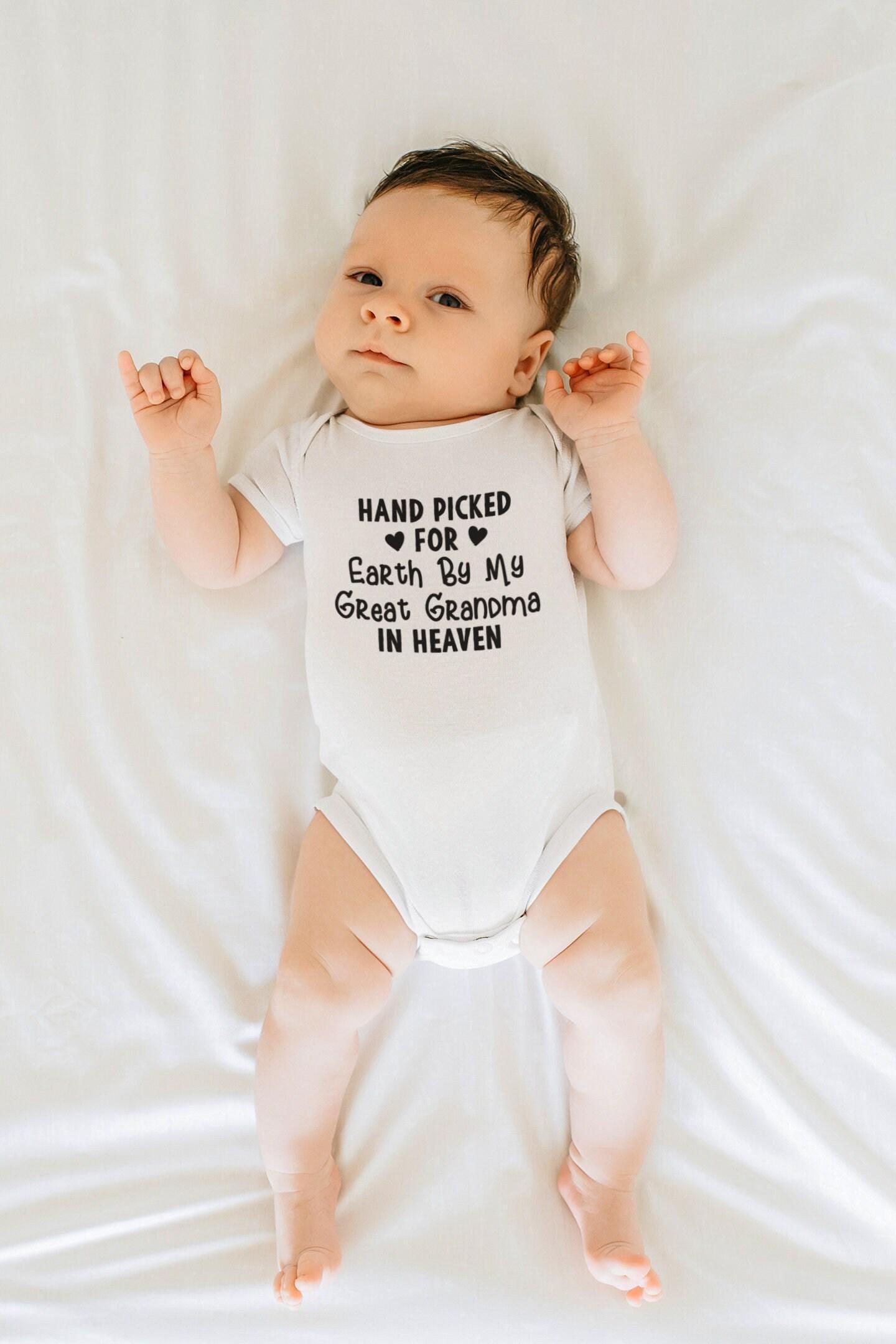 Handpicked for Earth by Great Grandma in Heaven rainbow design on Baby Short Sleeve Onesie®