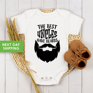 Uncle Pregnancy Announcement Aunt & Uncle typographic design on Baby Short Sleeve Onesie®