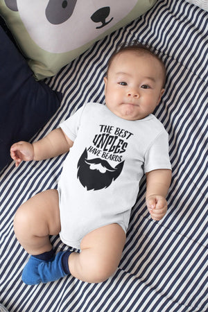 Uncle Pregnancy Announcement Aunt & Uncle typographic design on Baby Short Sleeve Onesie®