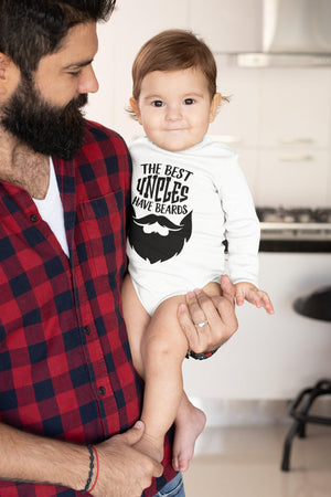 Uncle Pregnancy Announcement Aunt & Uncle typographic design on Baby Short Sleeve Onesie®