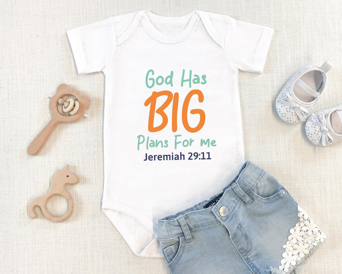 God Has Big Plans for Me cross design on Baby Short Sleeve Onesie®