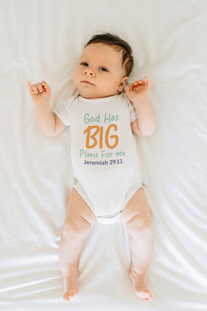 God Has Big Plans for Me cross design on Baby Short Sleeve Onesie®