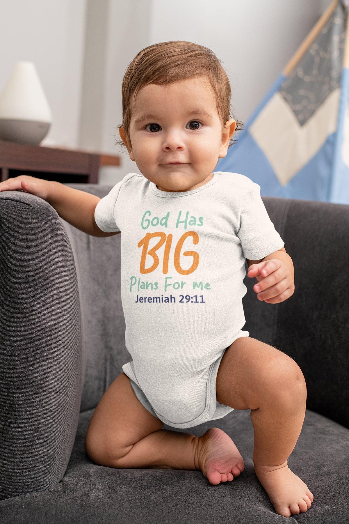 God Has Big Plans for Me cross design on Baby Short Sleeve Onesie®