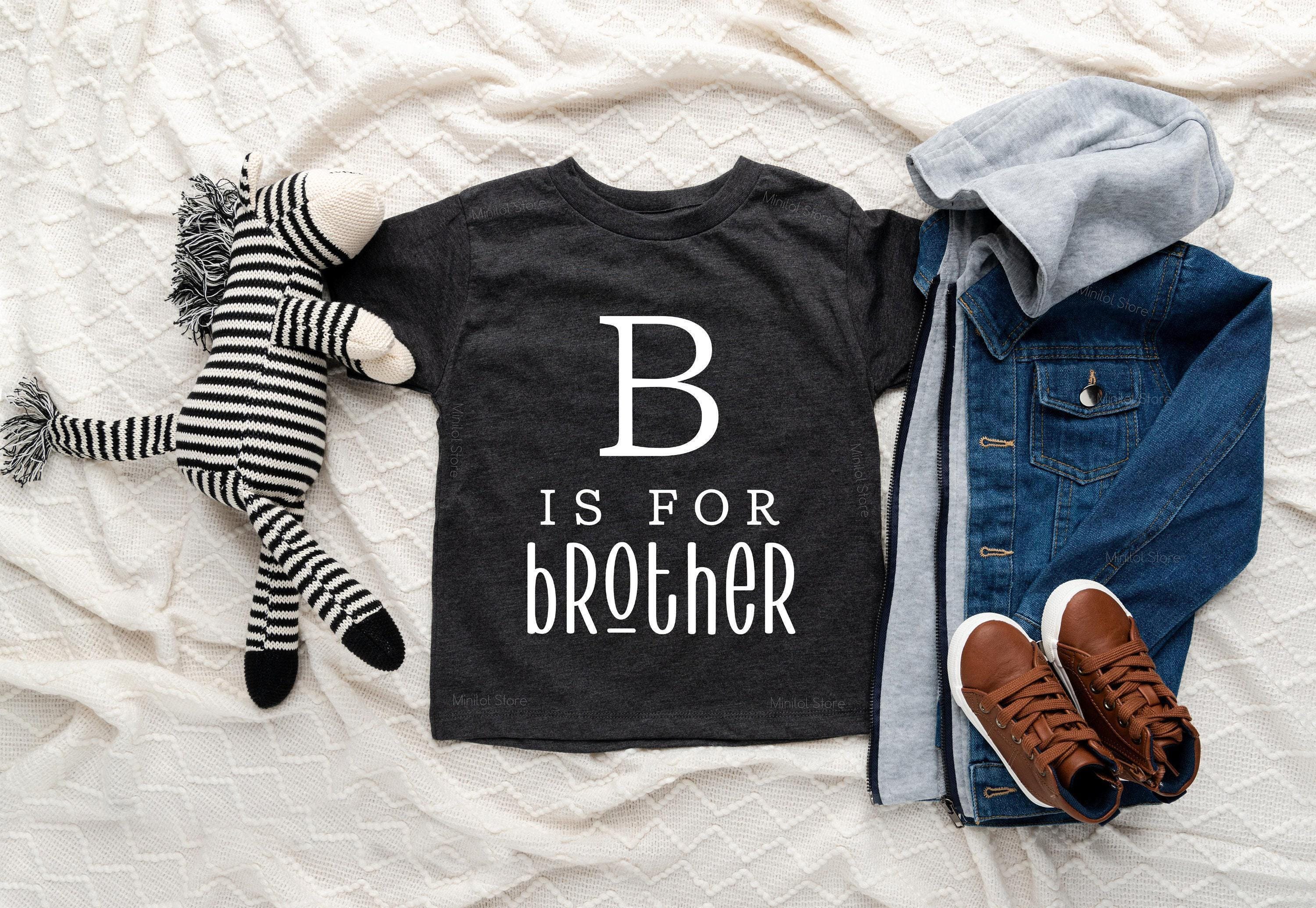Close-up of the B Is for Brother : Big Brother Pregnancy Announcement Sibling Reveal Gift baby announcement design