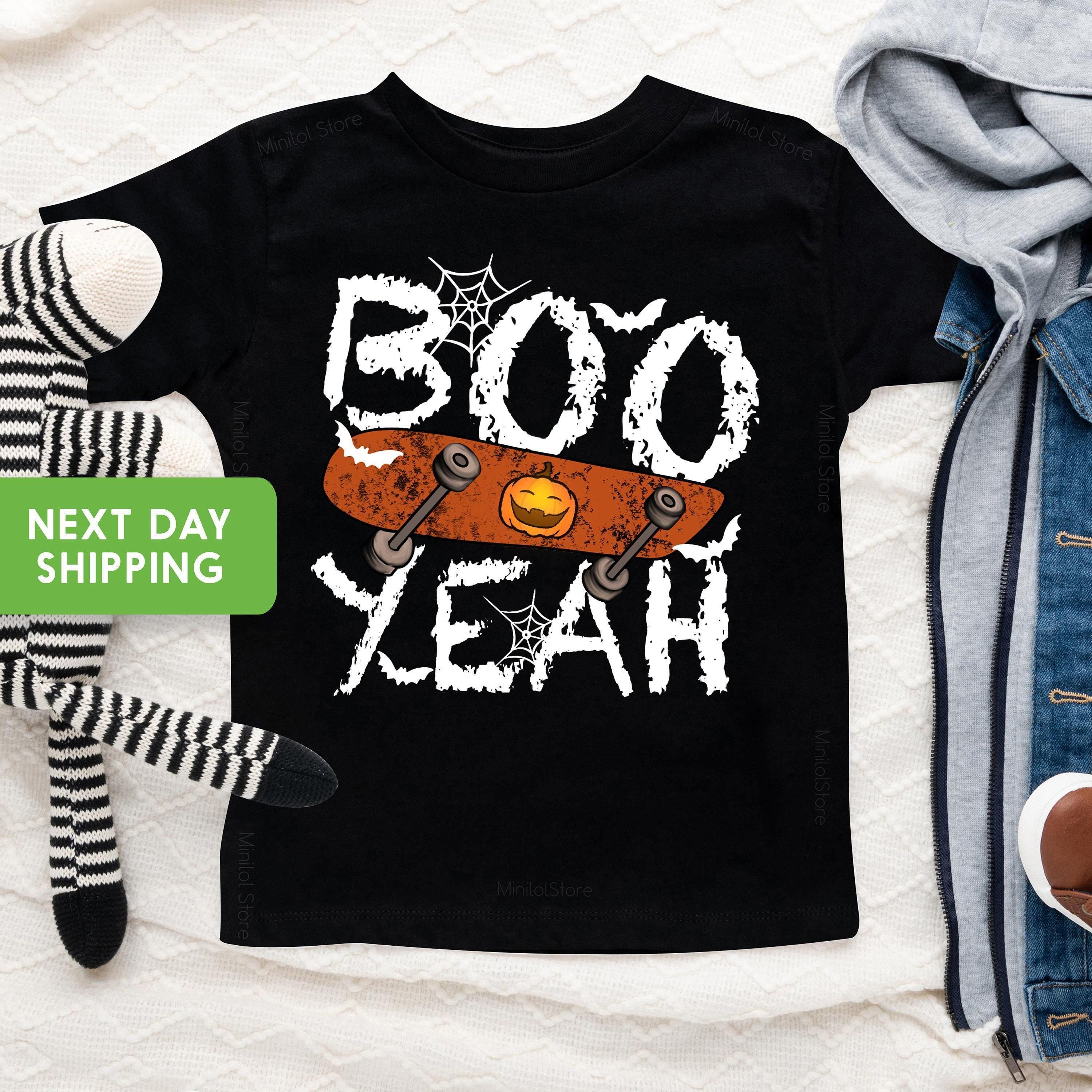 Close-up of the Boo Yeah Halloween apparel design