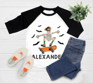 Personalized Skeleton Halloween Kids Shirt product image 3
