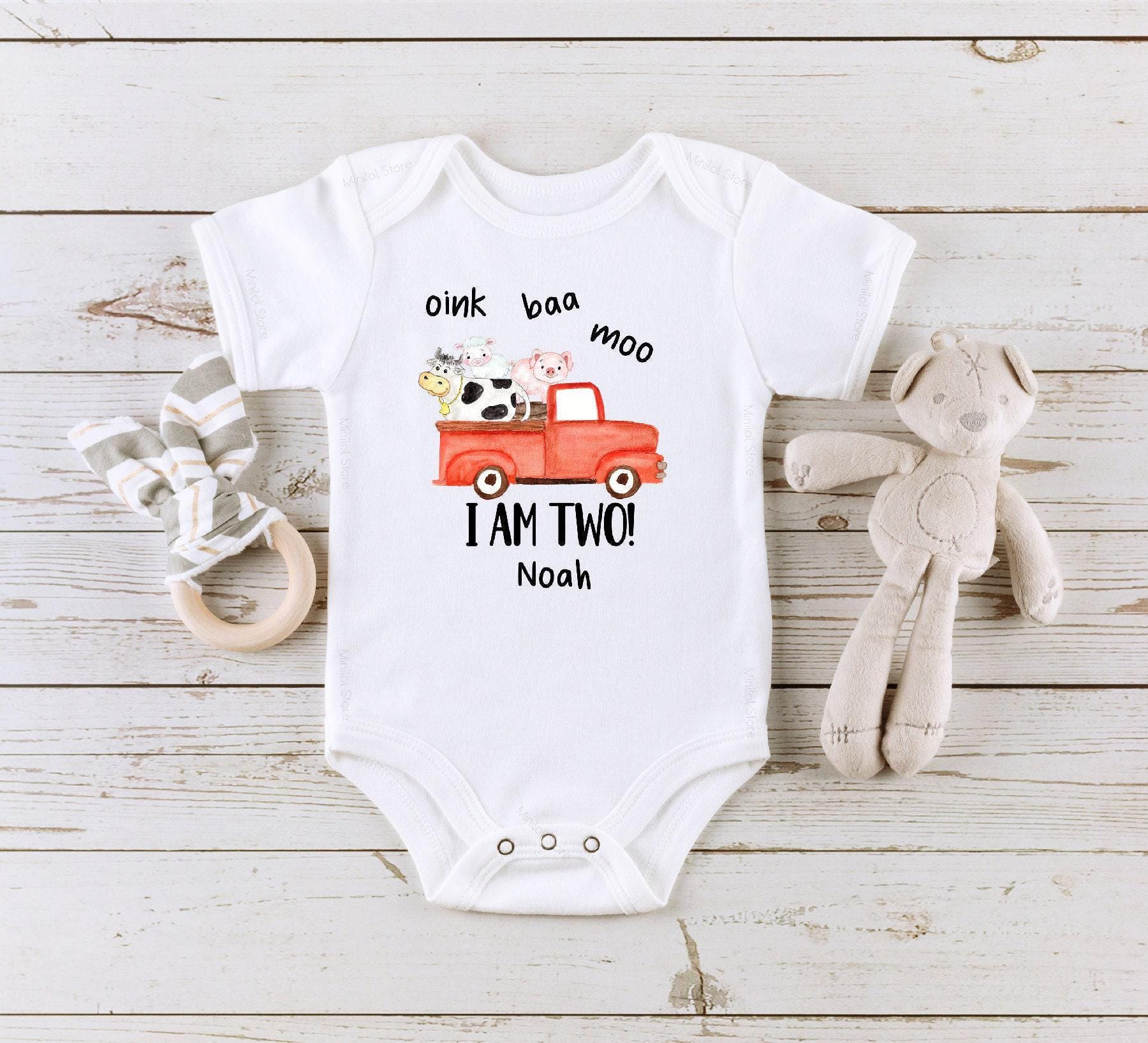 Oink Baa Moo Blue Truck Birthday Shirt birthday product image 2