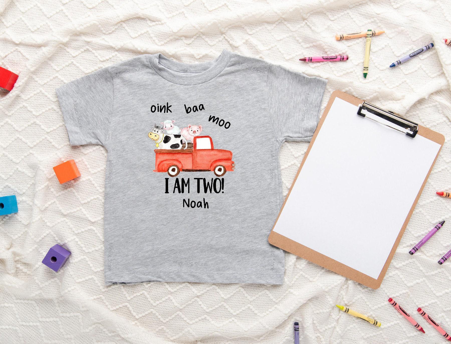 Oink Baa Moo Blue Truck Birthday Shirt birthday product image 4