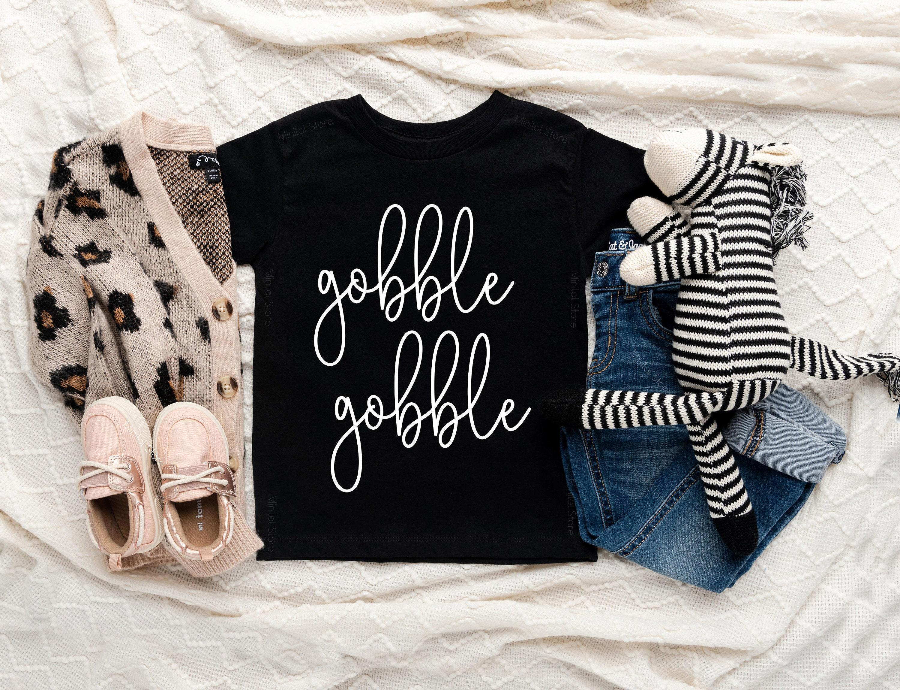 Baby bodysuit and kids shirt style options for Gobble Gobble