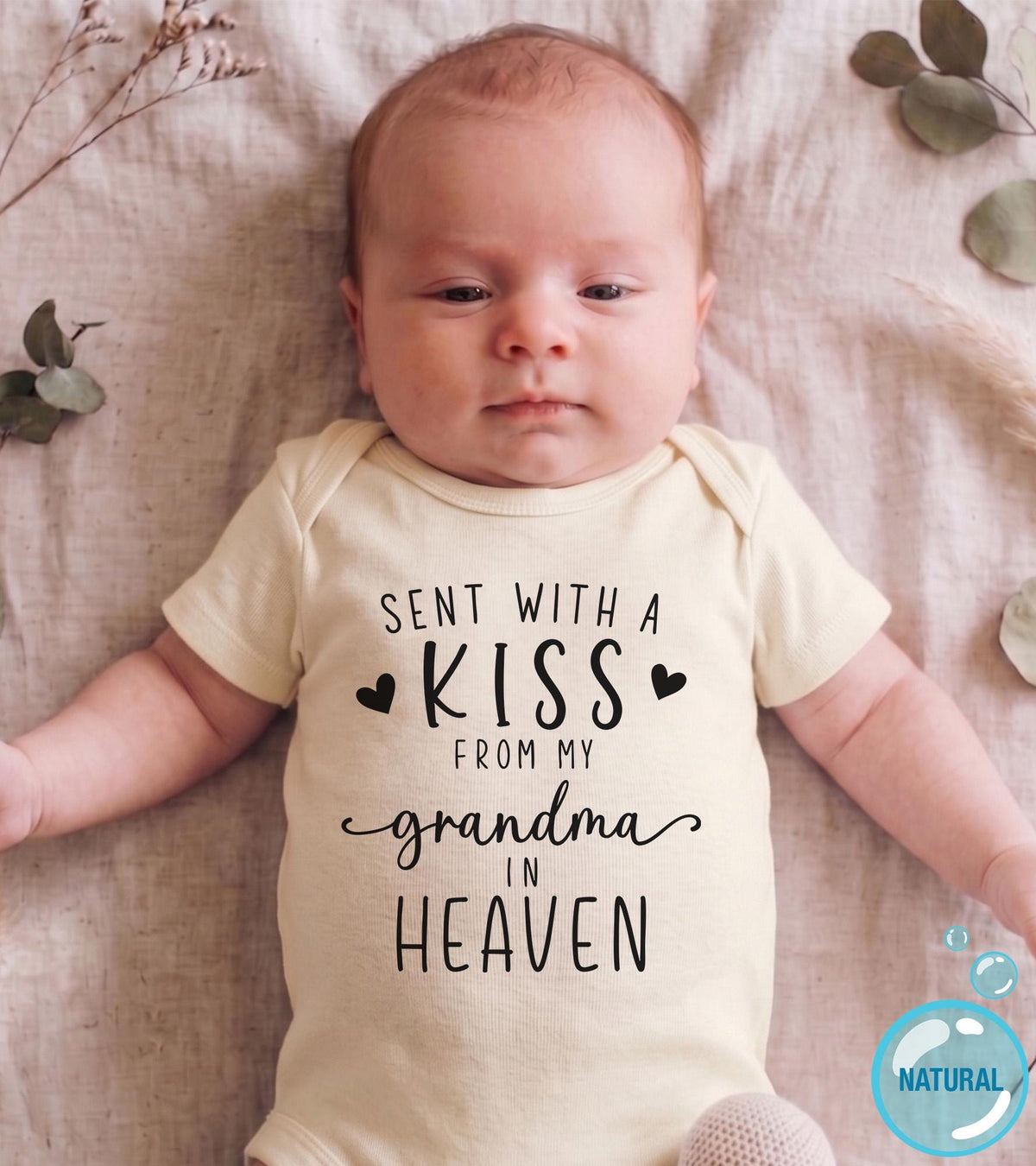 Sent with a Kiss from My Grandma Rainbow rainbow design on Baby Short Sleeve Onesie®