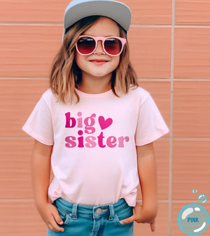 Big Sister Announcement typographic design on Baby Short Sleeve Onesie®