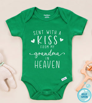 Sent with a Kiss from My Grandma Rainbow rainbow design on Baby Short Sleeve Onesie®