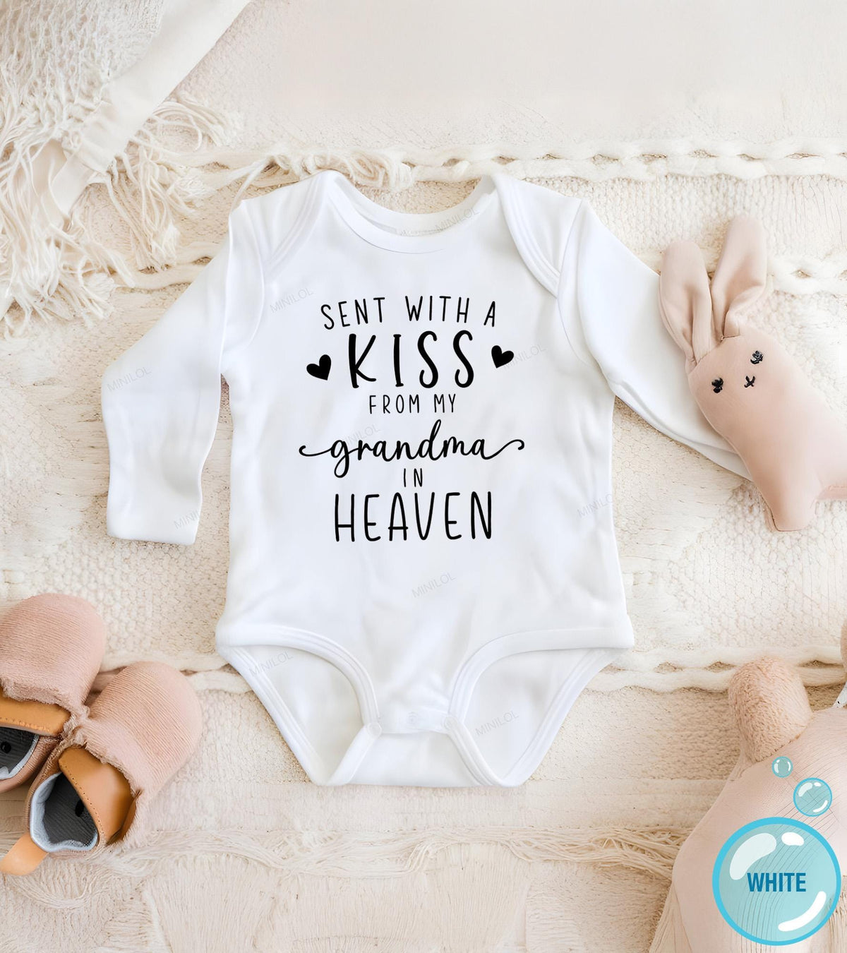 Sent with a Kiss from My Grandma Rainbow rainbow design on Baby Short Sleeve Onesie®
