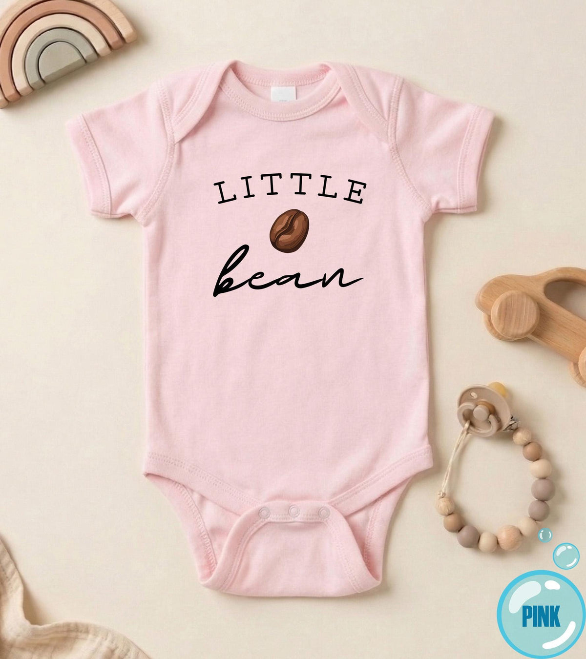 Minimal Little Bean coffee cup design on Baby Short Sleeve Onesie®