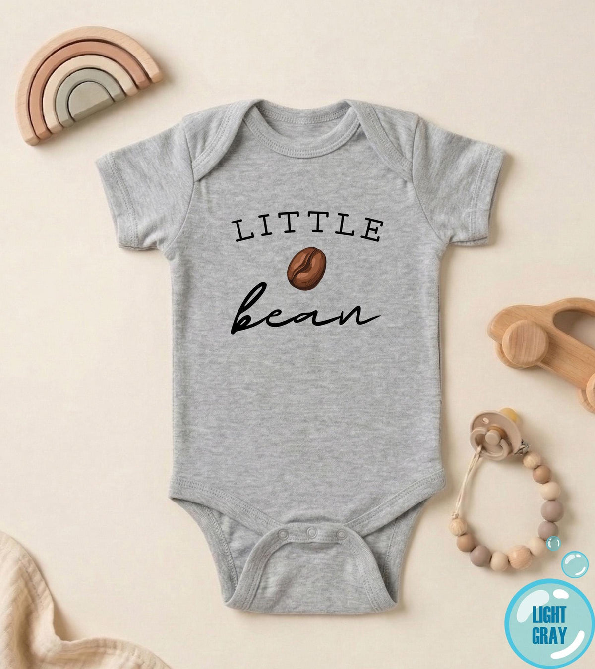 Minimal Little Bean coffee cup design on Baby Short Sleeve Onesie®