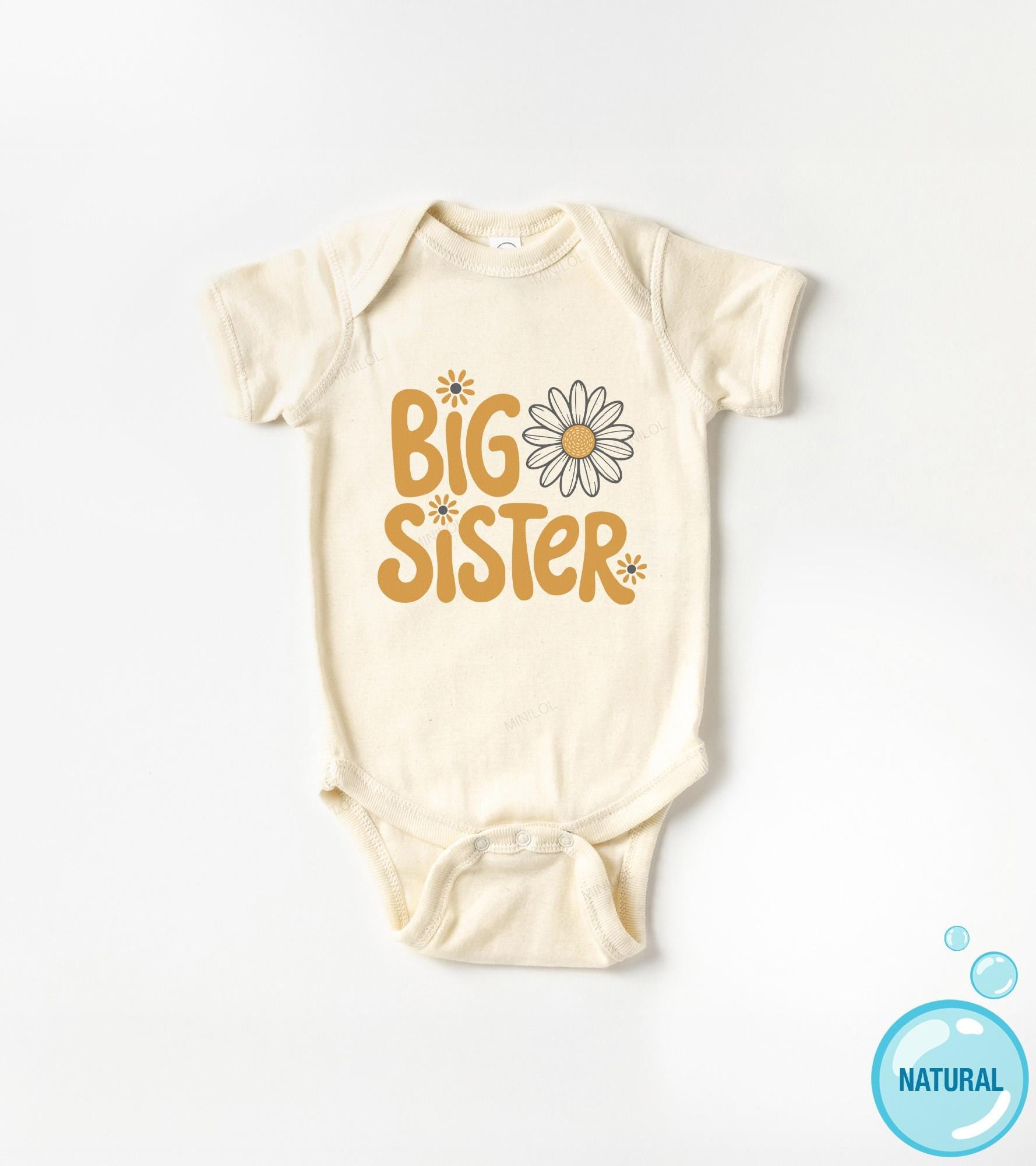 Close-up of the Big Sister baby announcement design