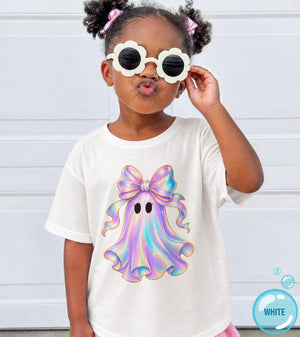 Lifestyle mockup featuring Girls Ghost Halloween Kids Graphic Tee