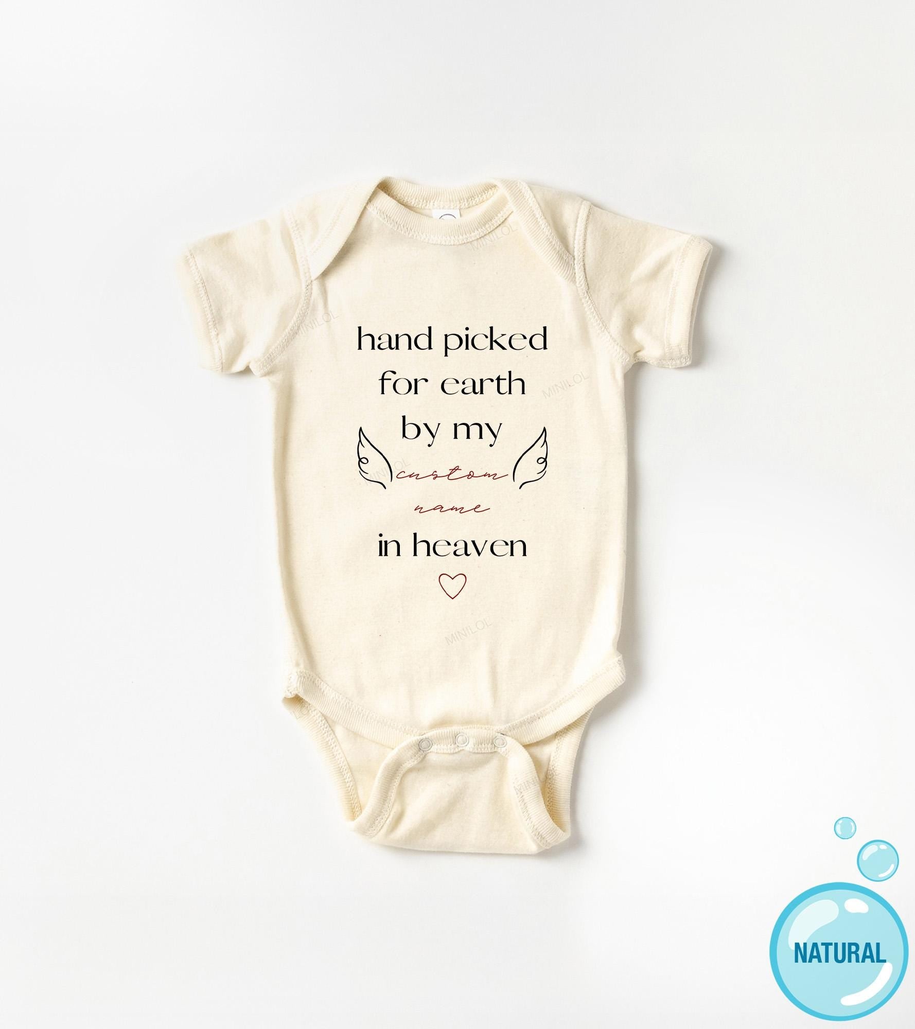 Close-up of the Handpicked for Earth baby announcement design
