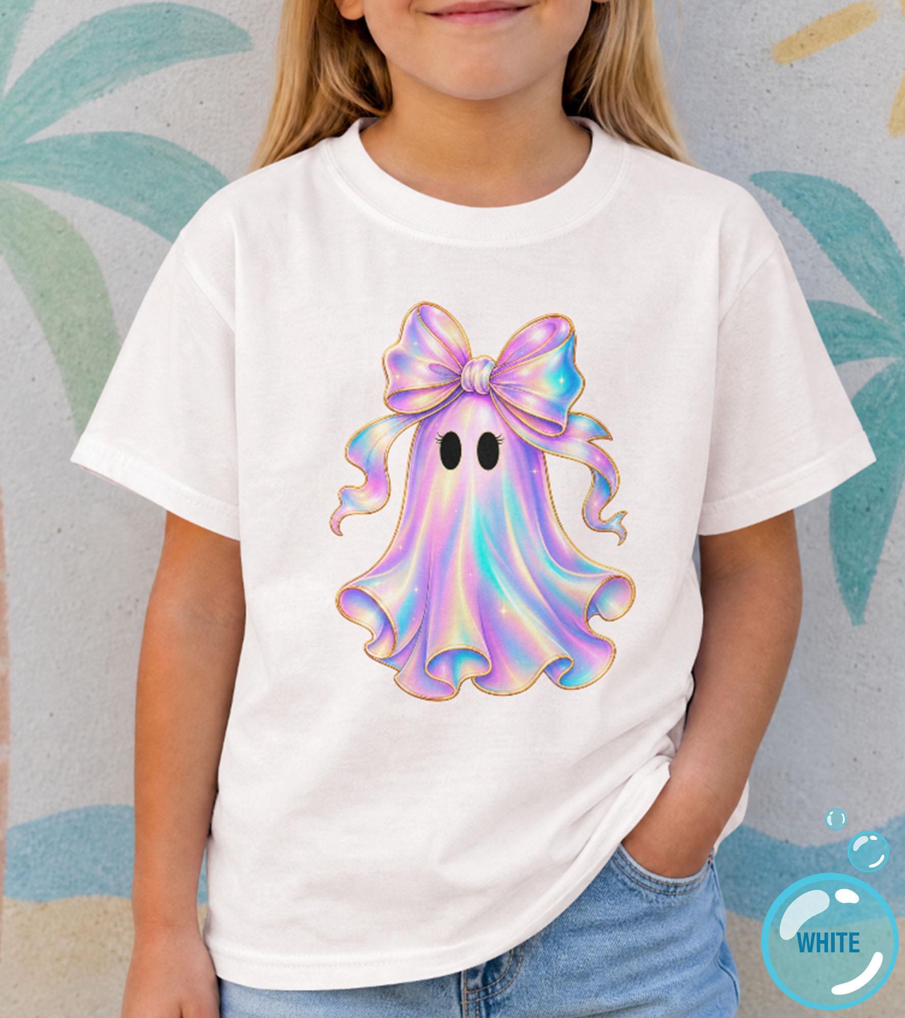 Close-up of the Girls Ghost Halloween apparel design